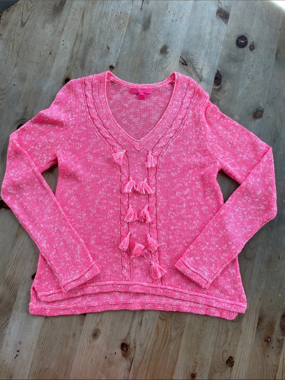 Lilly Pulitzer Pink Tassel Knit Pullover